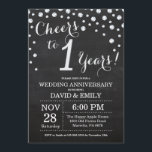 Invitation 1er Anniversaire de Mariage Tableau Noir Argent<br><div class="desc">1er Anniversaire de Mariage Invitation Tableau Noir et Argent. Fond Diamanté Noir et Paillettes Argentées. Confettis Argentés. Anniversaire Adulte. Fête d'Anniversaire pour Homme ou Femme. Pour une personnalisation plus poussée,  veuillez cliquer sur le bouton "Personnaliser" et utiliser notre outil de conception pour modifier ce modèle.</div>