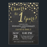 Invitation 1er Anniversaire de Mariage Tableau Noir et Or<br><div class="desc">1er Anniversaire de Mariage Invitation Tableau Noir et Or. Fond Diamant Pailleté Noir et Or. Confettis Dorés. Anniversaire Adulte. Fête d'Anniversaire Homme ou Femme. Pour une personnalisation supplémentaire,  veuillez cliquer sur le bouton "Personnaliser" et utiliser notre outil de conception pour modifier ce modèle.</div>