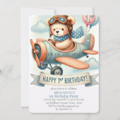 Invitation 1er anniversaire de naissance Boy Avion (Devant)