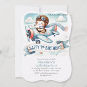 Invitation 1er anniversaire de naissance Boy Avion (Devant)