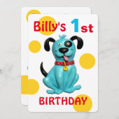 Invitation 1er anniversaire de naissance du bébé Chien de chi (Devant / Derrière)