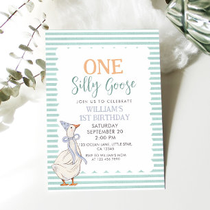 Invitation 1er anniversaire de One Silly Goose Cute Boy