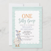 Invitation 1er anniversaire de One Silly Goose Cute Boy (Devant)