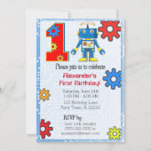 Invitation 1er Anniversaire de robots personnalisés (Devant)