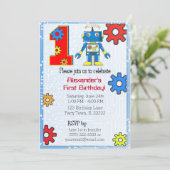 Invitation 1er Anniversaire de robots personnalisés (Debout devant)