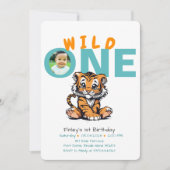 Invitation 1er anniversaire de Wild ONE Baby's mignon Tiger P (Devant)