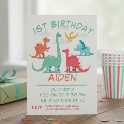 Invitation 1er anniversaire Dinosaur