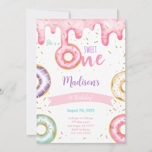 Invitation 1er anniversaire Donut (Devant)