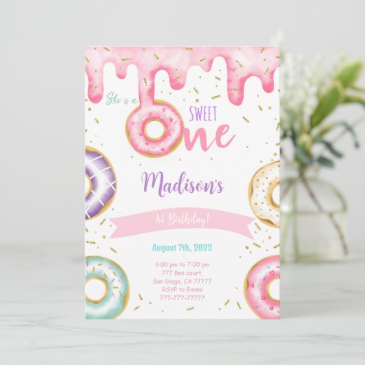 Invitation 1er anniversaire Donut (Debout devant)