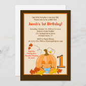 Invitation 1er anniversaire du bébé citrouille Halloween 5x7  (Devant / Derrière)