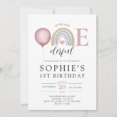 Invitation 1er anniversaire d'une jeune fille arc-en-ciel (Devant)
