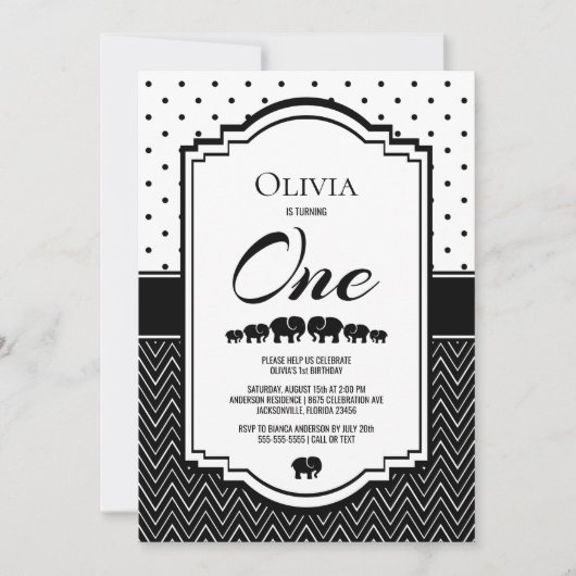 Invitation 1er anniversaire Elephant Party (Devant)