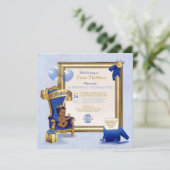Invitation 1er anniversaire Ethnic Boy Royal Blue Gold Photo (Debout devant)