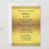 Invitation 1er anniversaire Ethnic Girl Balloon Gold Chevrons (Dos)