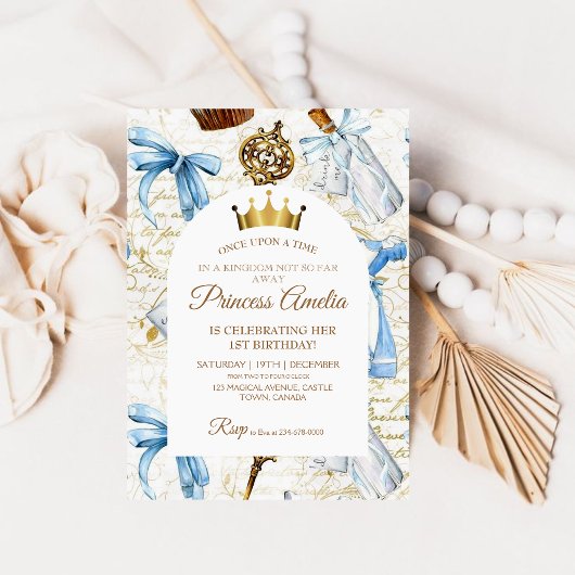 Invitation 1er anniversaire Fairy Tale Princess Girl Birthday
