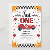 Invitation 1er Anniversaire Fast One Racing Car Party Invitat (Devant)