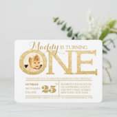 Invitation 1er anniversaire Faux Gold Parties scintillant One (Debout devant)