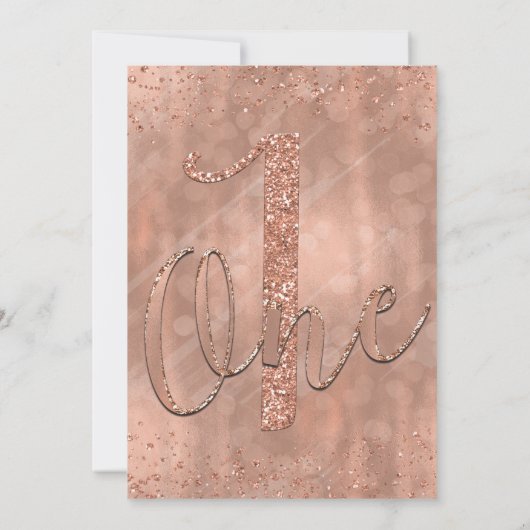 Invitation 1er anniversaire Faux Rose Gold Parties scintillan (Dos)