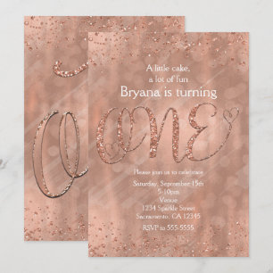 Invitation 1er anniversaire Faux Rose Gold Parties scintillan
