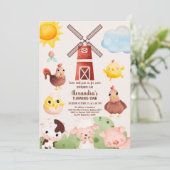 Invitation 1er anniversaire ferme Animaux Barnyard Party (Debout devant)