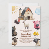 Invitation 1er anniversaire ferme Animaux Barnyard Party (Devant)