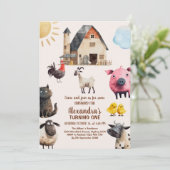 Invitation 1er anniversaire ferme Animaux Barnyard Party (Debout devant)