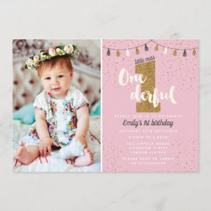 Invitation 1er anniversaire - Fête de parties scintillant pou