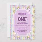 Invitation 1er Anniversaire Fête Florale Violet (Devant)