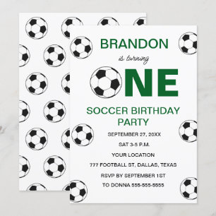 Invitation 1er Anniversaire Fête Football Green Boys Sports