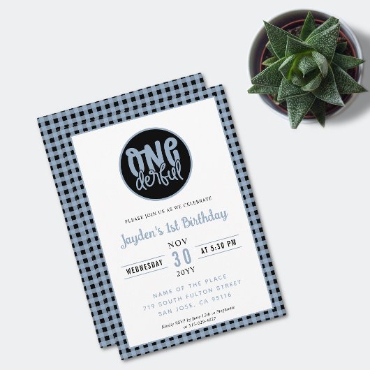 Invitation 1er Anniversaire Fête Mignonne Onederful Pastel Bl