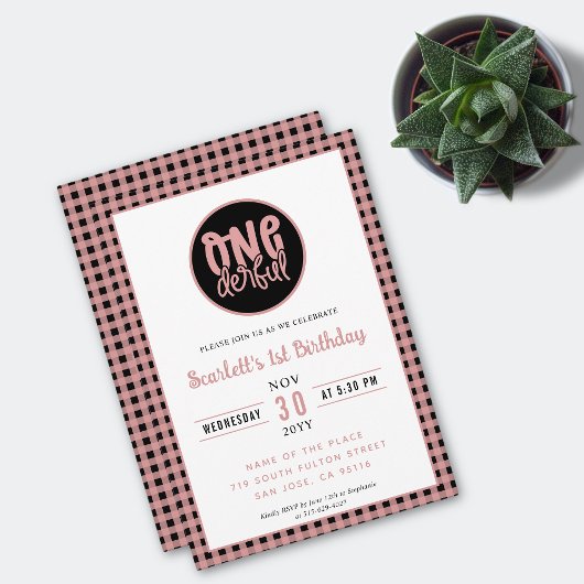 Invitation 1er anniversaire fête mignonne Onederful premier a