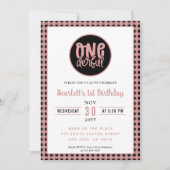 Invitation 1er anniversaire fête mignonne Onederful premier a (Devant)