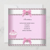 Invitation 1er Anniversaire Fille Cupcakes rose Bébé perle bl (Dos)