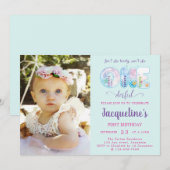 Invitation 1er Anniversaire Filles Sous La Mer Jolie (Devant / Derrière)