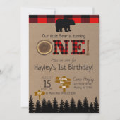 Invitation 1er anniversaire Flannel Little Bear Thème Anniver (Devant)