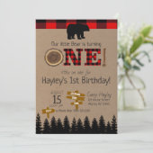 Invitation 1er anniversaire Flannel Little Bear Thème Anniver (Debout devant)