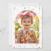 Invitation 1er anniversaire Fleur sauvage photo Pink Coquette (Dos)