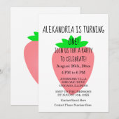 Invitation 1er Anniversaire Fraise rose Bébé Fille Age person (Devant / Derrière)