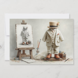 Invitation 1er anniversaire French Artist Baby Suit Paint Stu