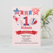 Invitation 1er Anniversaire Garçon Fille 4 Juillet Quatrième (Debout devant)