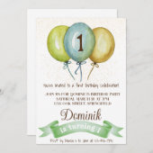 Invitation 1er anniversaire garçon invitation, fête d'anniver (Devant / Derrière)