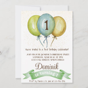 Invitation 1er anniversaire garçon invitation, fête d'anniver