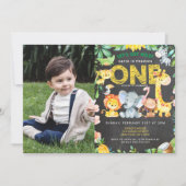 Invitation 1er anniversaire Garçon Safari Chalkboard Jungle P (Devant)