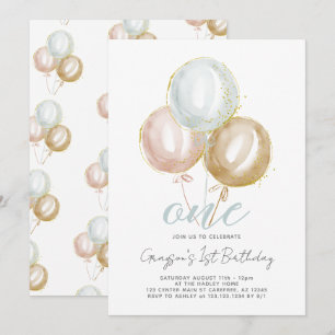 Invitation 1er anniversaire garçon un ballons