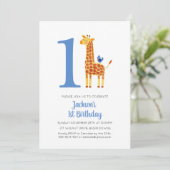 Invitation 1er anniversaire Giraffe & Bird Striped Party (Debout devant)