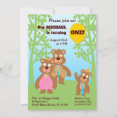 Invitation 1er anniversaire Honey Bear Family Party (Devant)