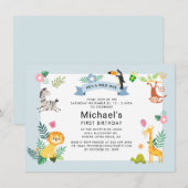 Invitation 1er Anniversaire Il est un sauvage Jungle Safari A (Devant / Derrière)