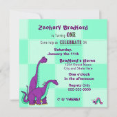 Invitation 1er Anniversaire, INVITATION, DINOSAUR, VIEUX, Enf (Dos)
