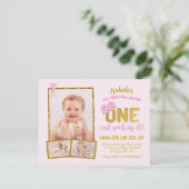 Invitation 1er anniversaire Invitation, filles roses premier  (Debout devant)