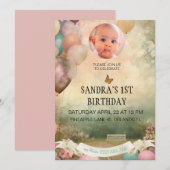 Invitation 1er anniversaire Invitation, personnalisation foto (Devant / Derrière)